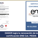 OAGER logra la renovación de la certificación ENS Cat. MEDIA, amio, ens, nis2, ciberseguridad, salamanca, ayuntamiento